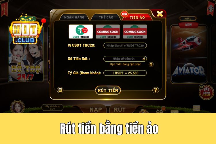 Rút tiền HitClub bằng tiền ảo